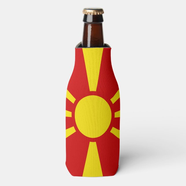 North Macedonia Flag Bottle Cooler (Bottle Front)