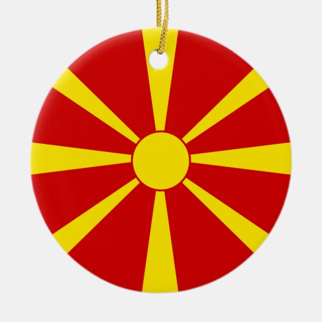 North Macedonia flag Ceramic Tree Decoration (Front)