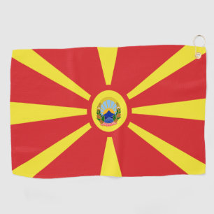 North Macedonia flag-coat of arms Golf Towel