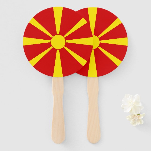 North Macedonia flag Hand Fan (Front and Back)