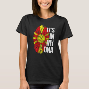 North Macedonia Flag Home Heart Roots Fingerprint T-Shirt
