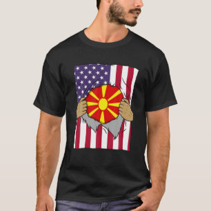 North Macedonia Flag Inside Me Home Macedonian Ame T-Shirt