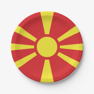 North Macedonia Flag Paper Plate