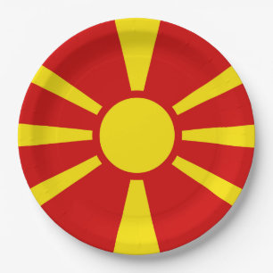 North Macedonia Flag Paper Plate