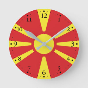North Macedonia Flag Round Clock