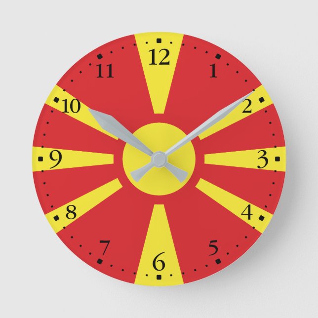 North Macedonia Flag Round Clock (Front)