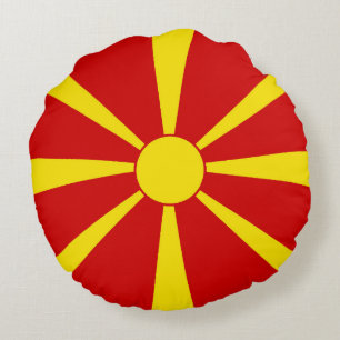 North Macedonia flag Round Cushion