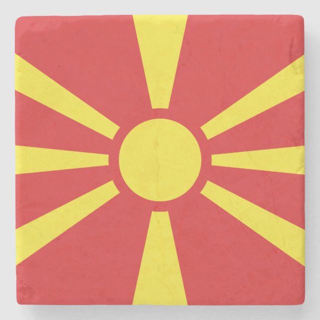 North Macedonia Flag Stone Coaster (Front)