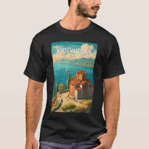 North Macedonia Illustration Travel Art Vintage T-Shirt