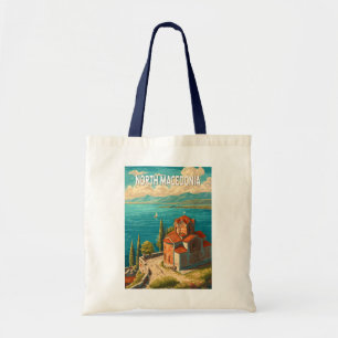 North Macedonia Illustration Travel Art Vintage Tote Bag