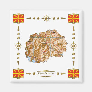 North Macedonia Map + Flags Magnet