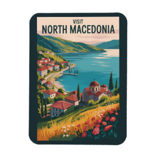 North Macedonia Skyline Illustration Travel Art Magnet