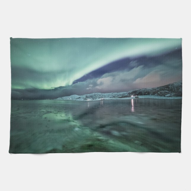 North Norway Aurora Night Tea Towel (Horizontal)