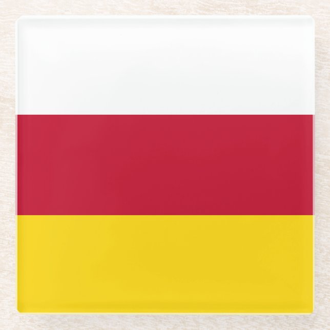 North Ossetia Flag Glass Coaster (Front)