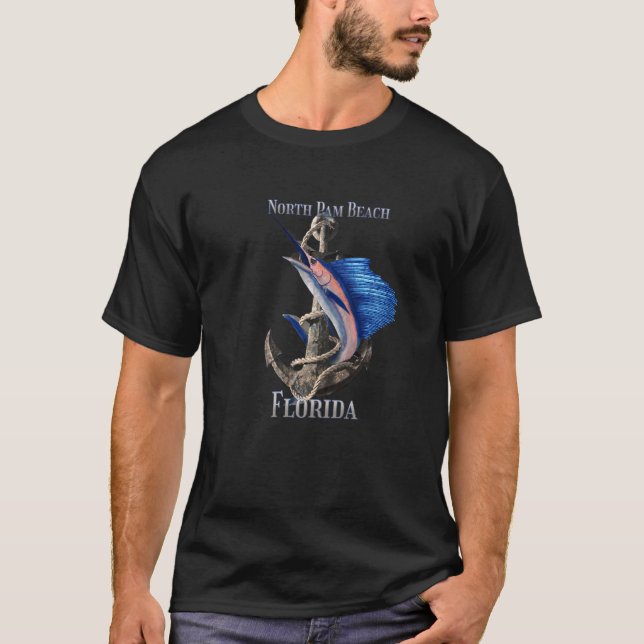North Pam Beach Florida Swordfish Marlin Ocean Fis T-Shirt (Front)