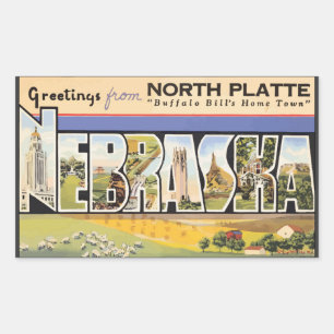 North Plate "Buffalo Bill'S Home Town" Nebraska, V Rectangular Sticker