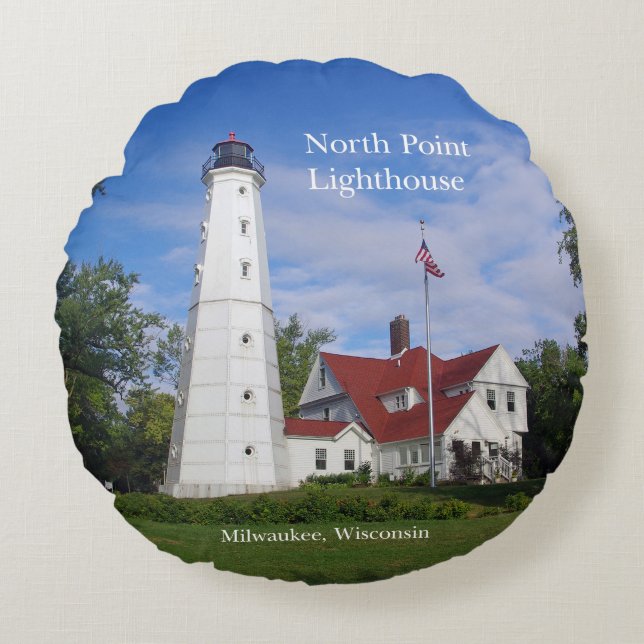North Point Lighthouse round pillow (Front)