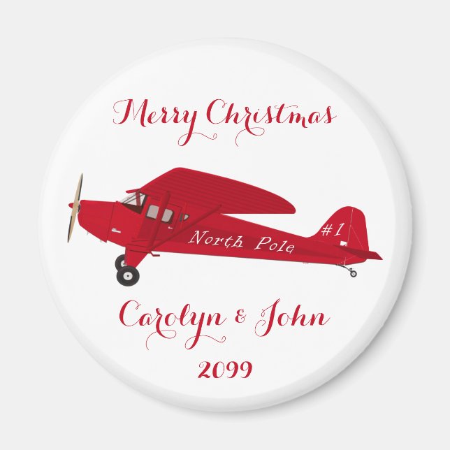 North Pole Aeroplane Christmas Magnet (Front)