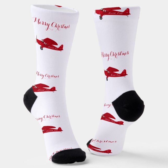 North Pole Aeroplane Socks (Angled)
