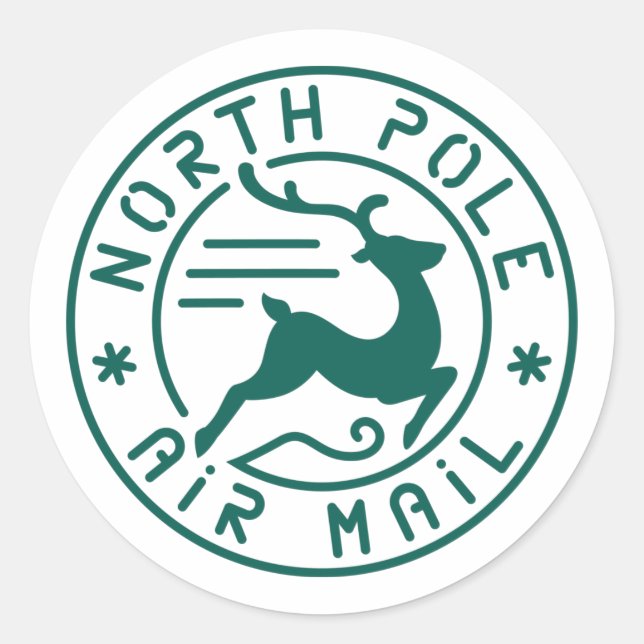 North Pole Air Mail Classic Round Sticker (Front)