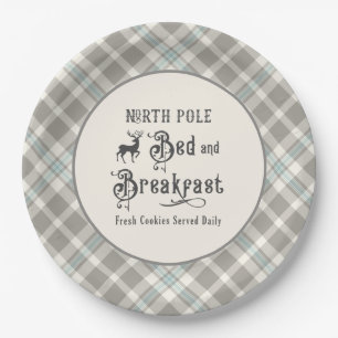 North Pole Bed and Breakfast Farmhouse Christmas Paper Plate