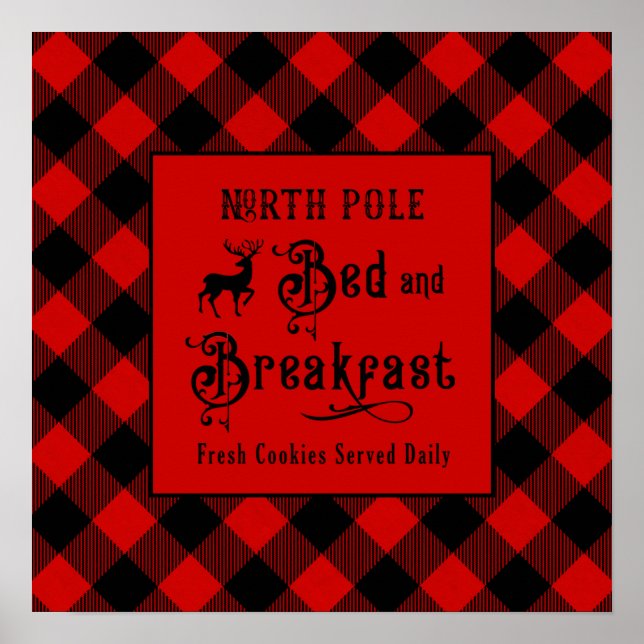 North Pole Bed and Breakfast Farmhouse Christmas Poster (Front)