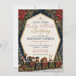 North Pole Birthday Celebration Train Invitation