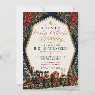 North Pole Birthday Celebration Train Invitation