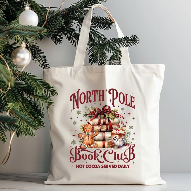North Pole Book Club Holiday Book Lover Gift Tote Bag (Creator Uploaded)