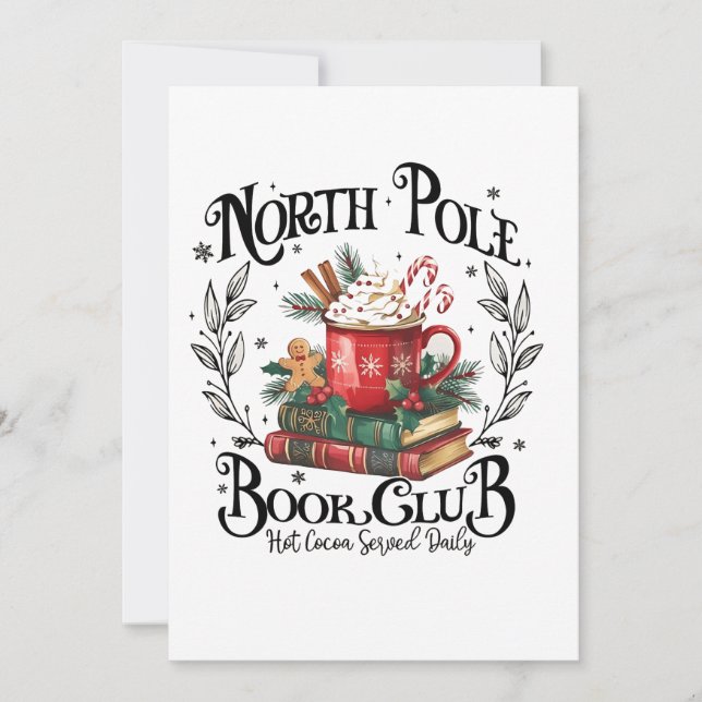 North Pole Book Club Hot Cocoa Christmas  Holiday Card (Front)