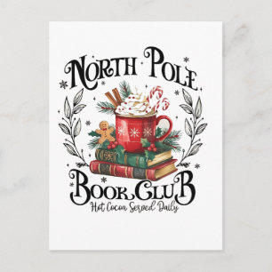 North Pole Book Club Hot Cocoa Christmas Holiday Postcard