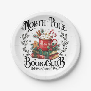 North Pole Book Club Hot Cocoa Christmas Paper Plate