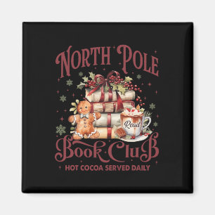 North Pole Book Club Hot Cocoa Reindeer Librarians Magnet