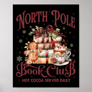 North Pole Book Club Hot Cocoa Reindeer Librarians Poster