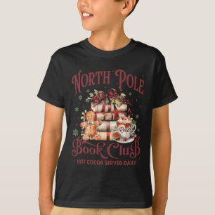 North Pole Book Club Hot Cocoa Reindeer Librarians T-Shirt
