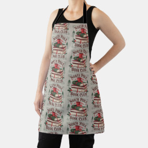 North Pole Book Club Librarian Bookish Reading Apron