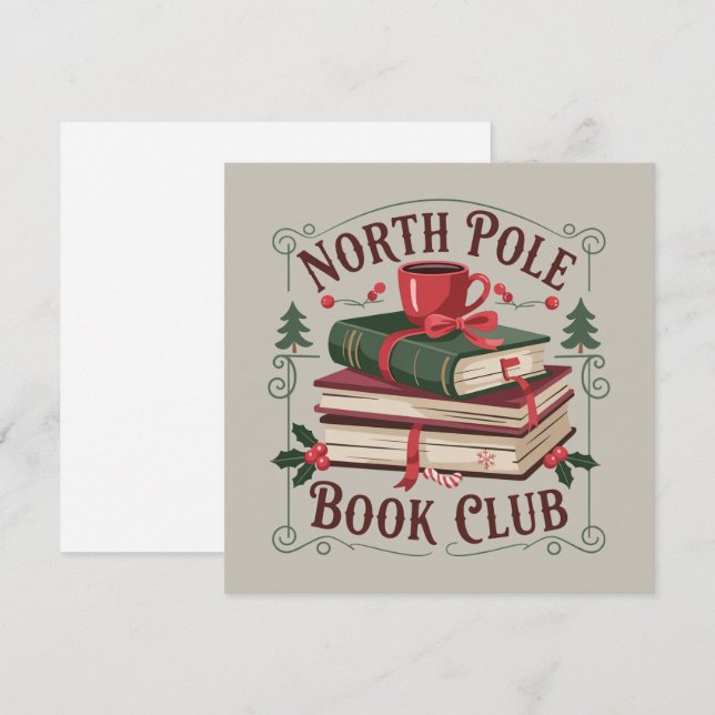 North Pole Book Club Librarian Bookish Reading  Holiday Card (Front/Back)
