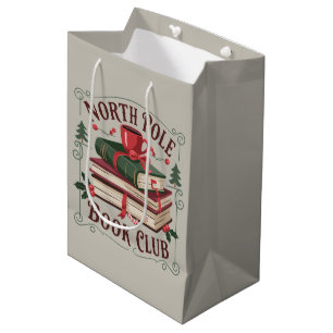 North Pole Book Club Librarian Bookish Reading  Medium Gift Bag