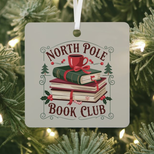 North Pole Book Club Librarian Bookish Reading  Metal Tree Decoration (Insitu)