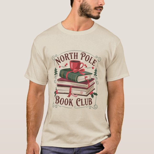 North Pole Book Club Librarian Bookish Reading  T-Shirt (Front)