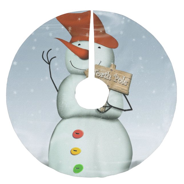 North Pole Bound Snowman Brushed Polyester Tree Skirt (Front)