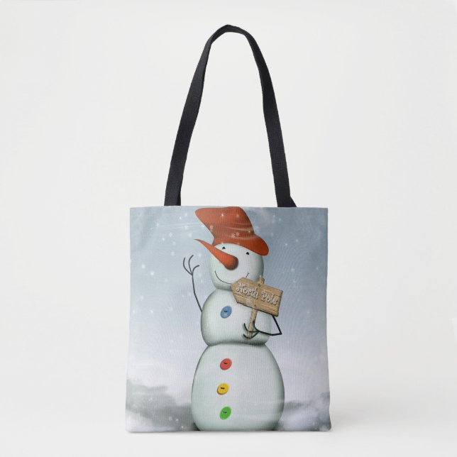 North Pole Bound Snowman Tote Bag (Front)