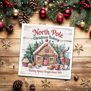North Pole Christmas Bakery Napkin