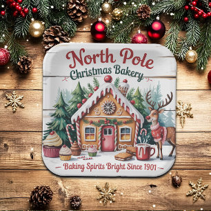 North Pole Christmas Bakery Paper Plate