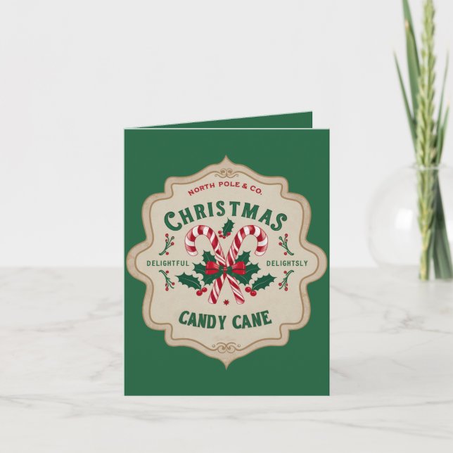North Pole Christmas Candy Cane Holiday Card (Front)
