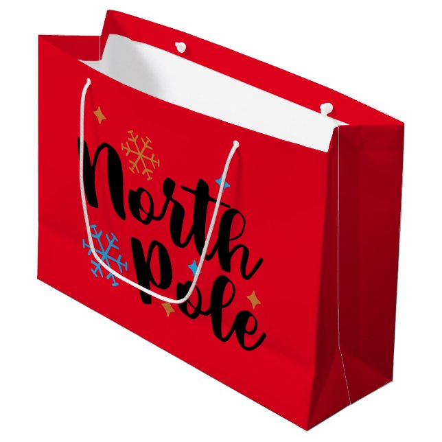 North Pole Christmas Gift Bag (Front Angled)