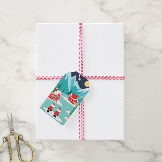 North Pole Christmas Holiday Party Gift Tag (With Twine)