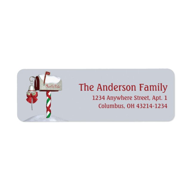 North Pole Christmas Mailbox Address Label (Front)
