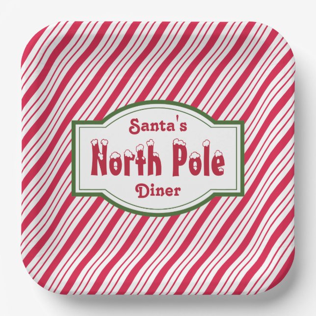 North Pole Christmas Paper Plates (Front)