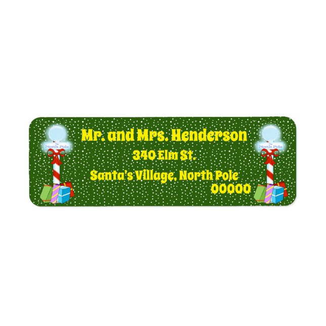 North Pole Christmas Return Address Labels (Front)